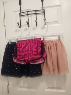 Stylish Kids Skirt and Shorts Set - Pink, Black, Tan